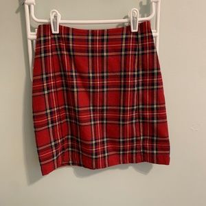 Brandy Melville red plaid cara skirt